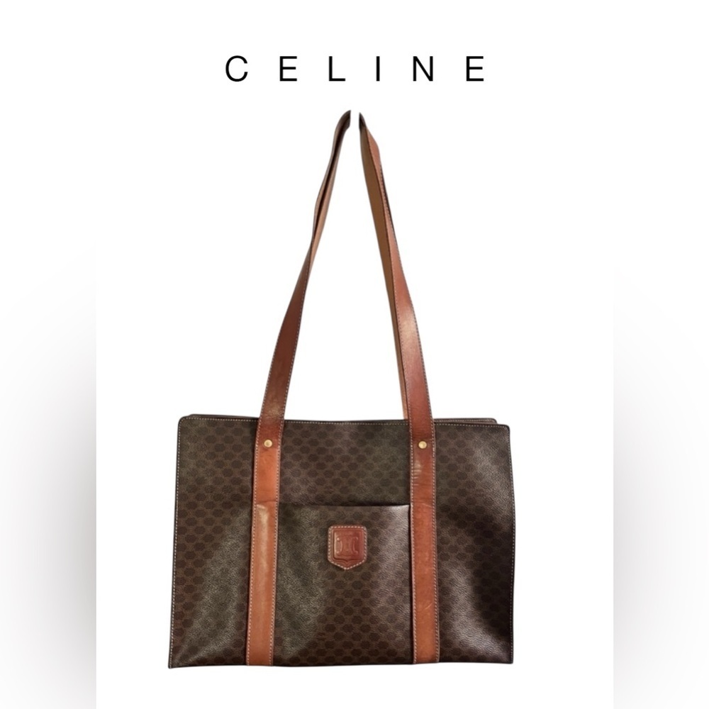 CELINE Vintage Macadam Tote Shoulder Bag – Authentic Designer Piece